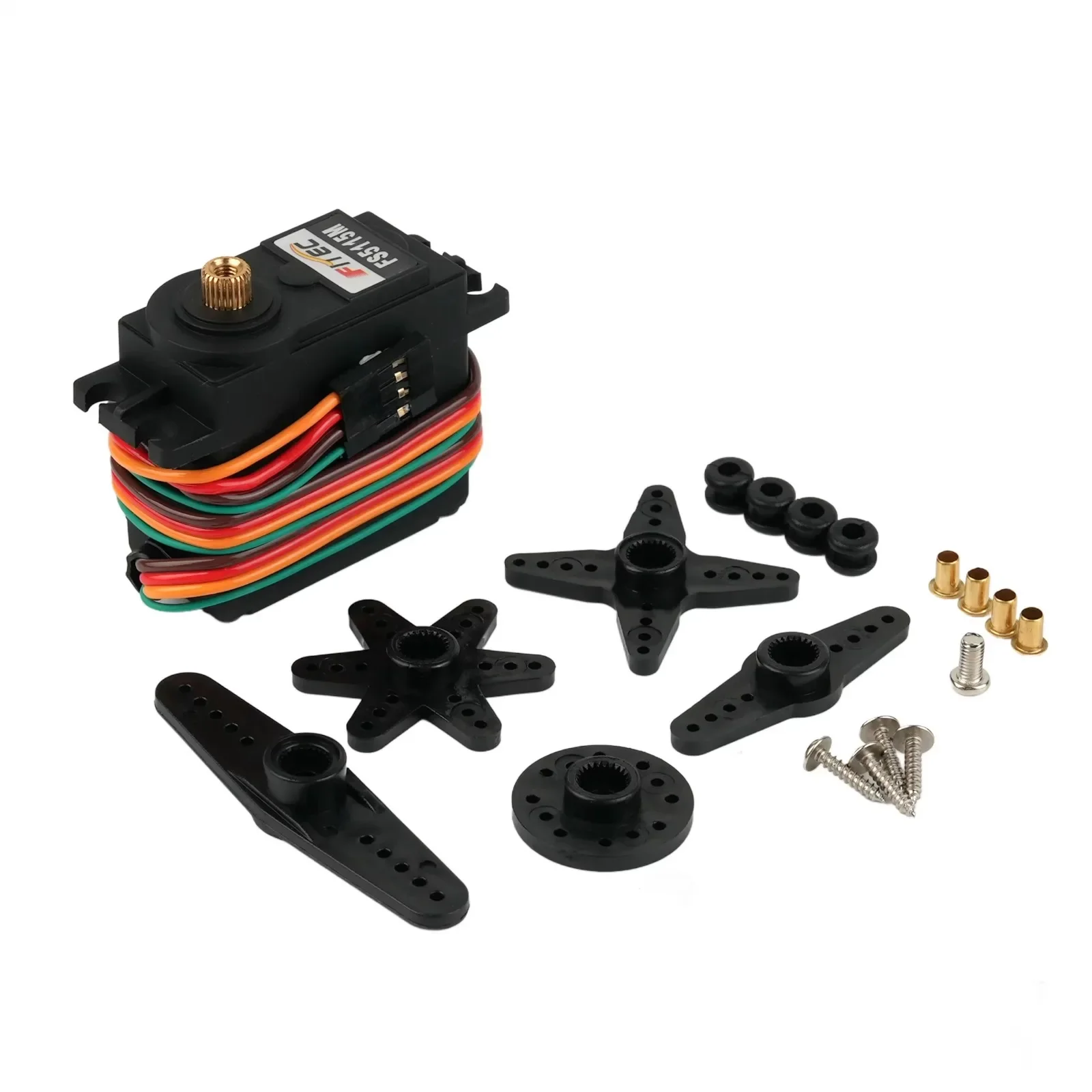 DIYmall FS5115M-FB Цифровой сервопривод 15,5 кг/см Цельнометаллическая шестерня с крутящим моментом, вращение на 180 градусов, с положением обратной связи, 4 шт.