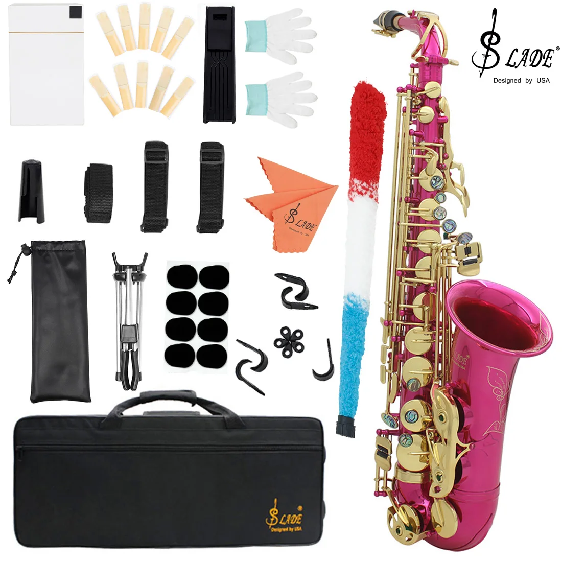 

SLADE Eb Alto Saxophone Rose Gold Key E Flat Alto Sax Set Woodwind Instrument with Carrying Case Mouthpiece Cleaning Brush Parts