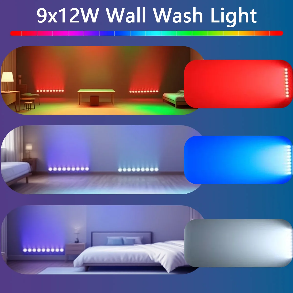 نظام RGBW LED Uplight مع DMX512 والتحكم الصوتي النشط درجة التثبيت الثابتة للمناسبات/الزفاف/المسرح
