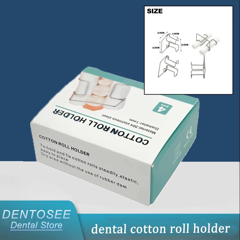 

4pcs Dental Autoclavable Stainless Steel Moisture Clip Cotton Roll Holder for Dentistry Lab Tools
