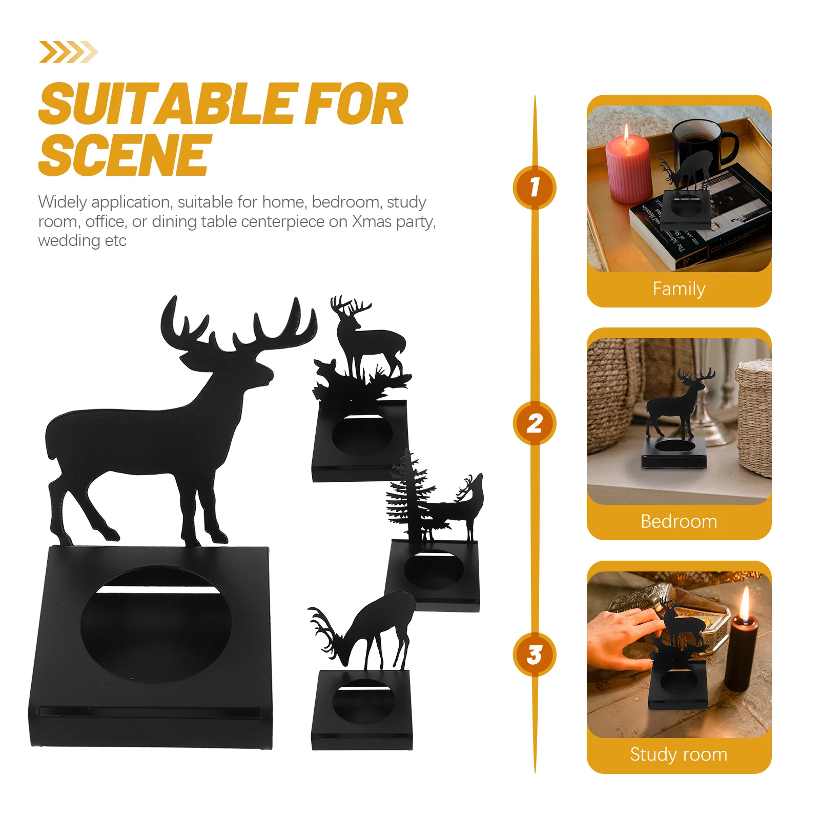 4 قطعة إِلْكَة عيد الميلاد أصحاب المعادن الشاي ضوء حامل الجدول محور سطح المكتب حامل الشمعدان ديكور عيد الميلاد #2