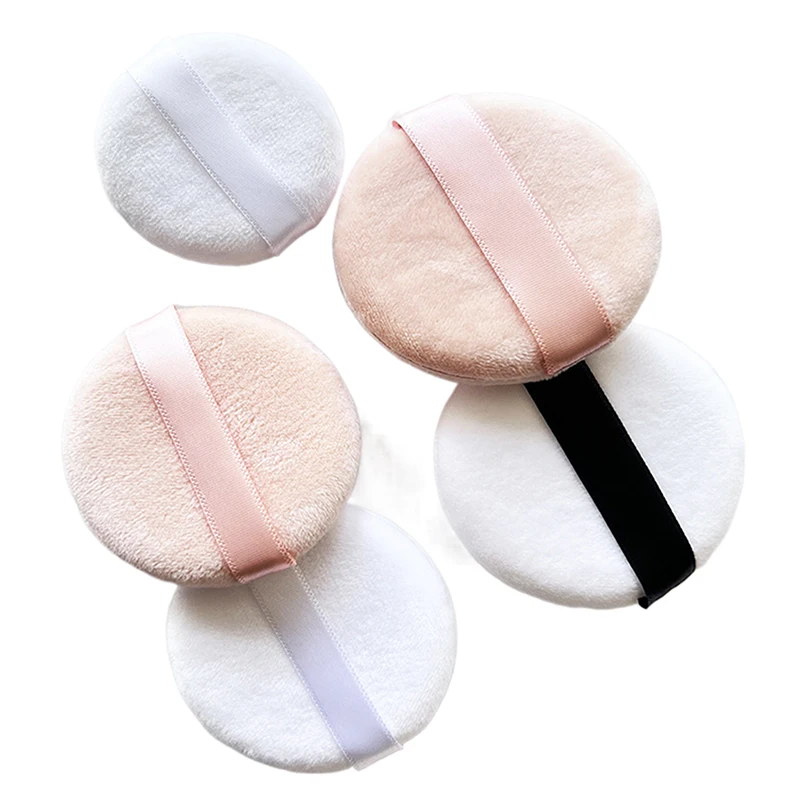 Round portable soft velvet makeup powder puff Round dry powder setting tool loose powder puff