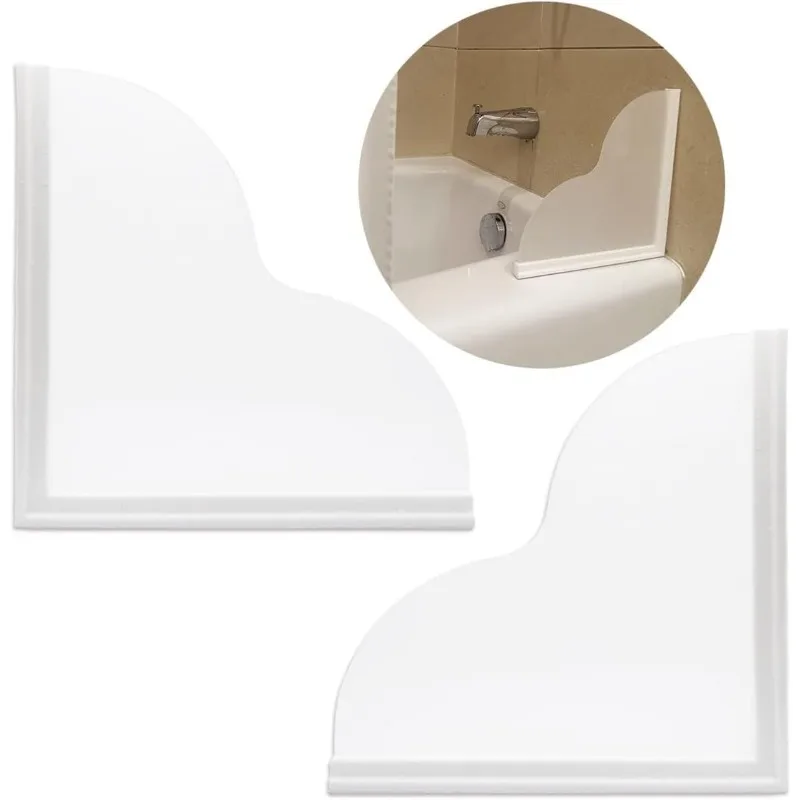 Tub Splash Guard Removable, 2 Pack Bathtub Water Splash Guards,Silicone Base & Acrylic Tub Corner Guards to Keep Water in Tub