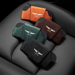 Car Suede Leather Glasses Box Sun Visor Glasses Case Storage Accessories For Genesis Logo EQ900 G70 G80 G90 GV60 GV70 GV80 GV90