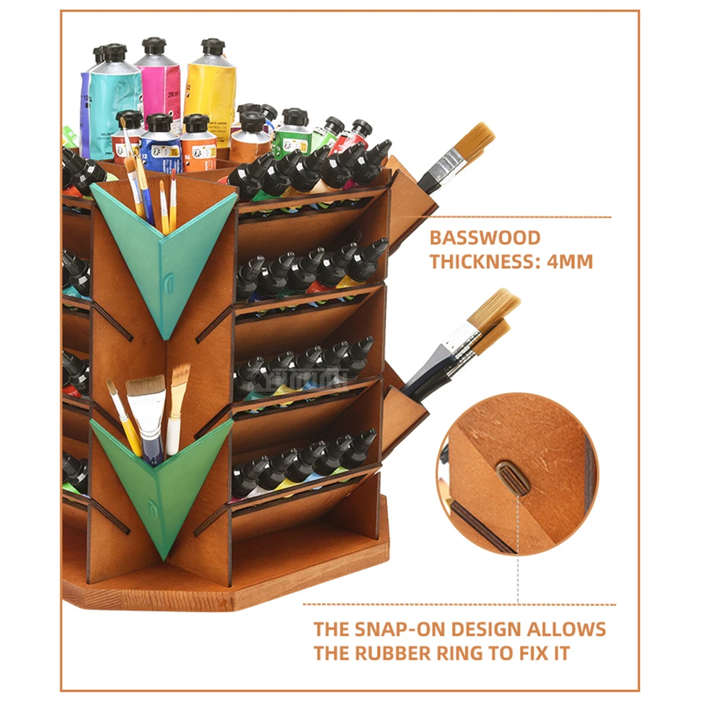 

Вращающийся органайзер для хранения красок: 360° ° Вращающаяся подставка для масляных/акриловых трубок, кистей и художественных принадлежностей, настольный держатель для инструментов художника