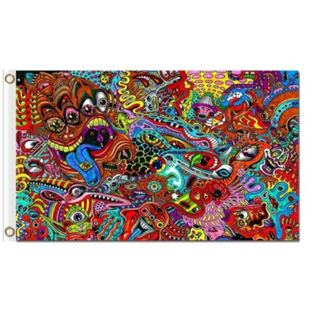 Rasta colorful graffiti monster 3x5ft polyester flags banners For 3'X5' OR 2X3FT WITH Imperial Flag