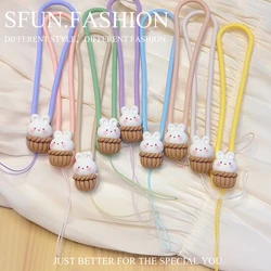 Phone Case Short Hanging Strap Women's Silicone Keychain Wrist Bracelet U Disk Cute Basket Rabbit CCD Camera Chain