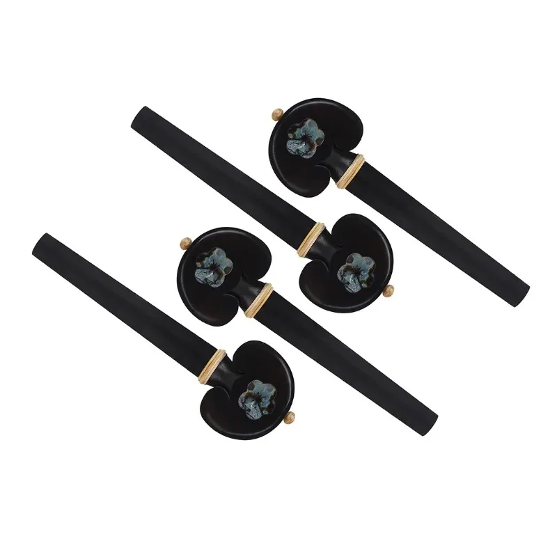 4pcs Violin/cello Tuning Pegs Carved Ebony Abalone Shell Tuning Pegs Tuners Knobs Open Hole String Instrument Accessories