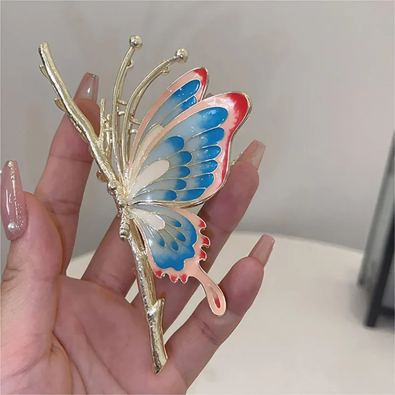 New Metal Butterfly Grab Clip Girls Ponytail Hair Clip Korean Elegant Geometric Hair Crab Girls Delicate Hair Accessories