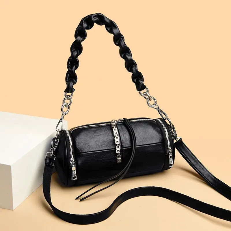 

Handbags New Trendy PU Leather Cylinder Bag High-end Pillow Handbag Shoulder Oblique Span Bag High Quality High Appearance Level