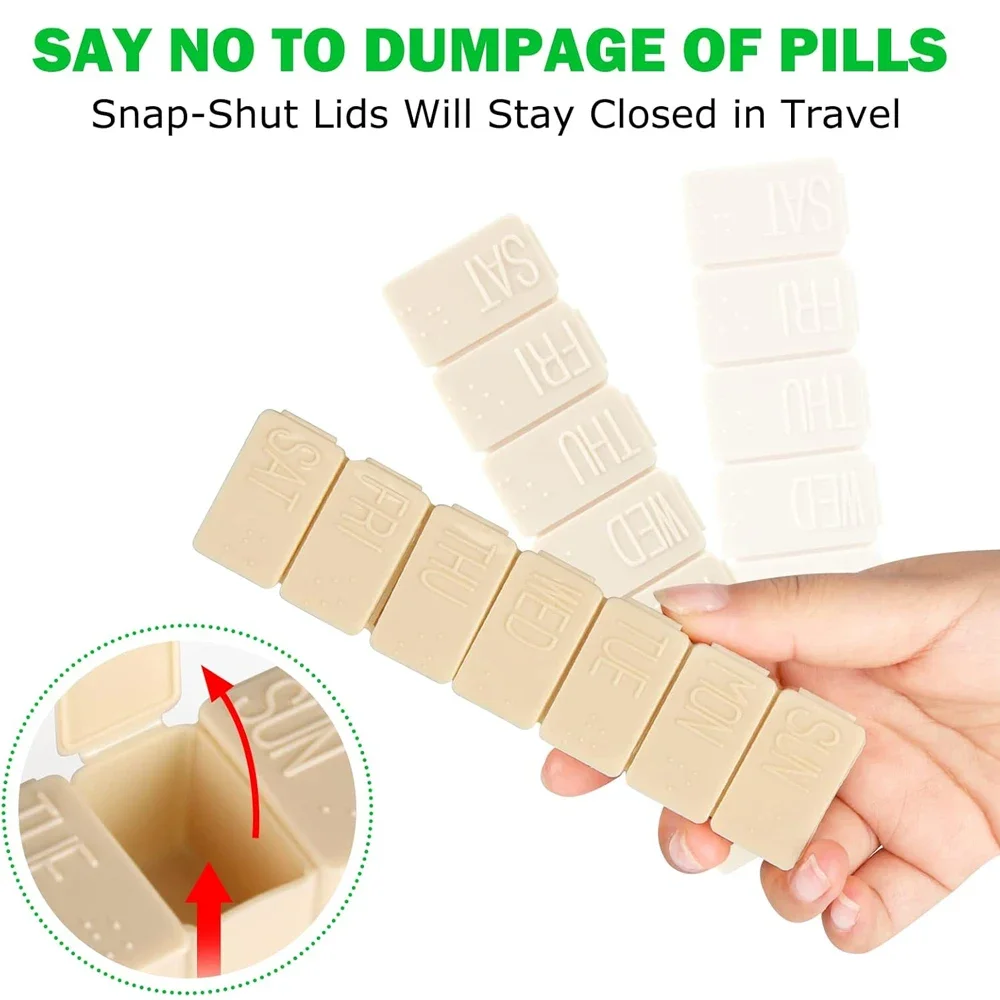 1/2/4PCS Pill Organizer-Pill Boxes for Travel, 7 Day with Braille Pill case Vitamins Fish Oil Supplements, Organizer Dispenser