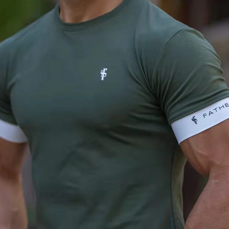 Running Shirt Men Short Sleeve Sport Workout Training Tshirt Tops Male Fitness Gym Shirt Men Male Sportswear Summer Mens T-shirt