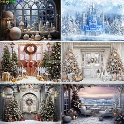 SHENGYONGBAO árbol de Navidad ventana corona fotografía telón de fondo puertas de madera muñeco de nieve cine pino Año nuevo fondo Prop ZZ-23
