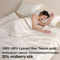 100S 100% Lyocell Tencel Summer Cool Quilt 20% Mulberry Silk Cooling Comforter Bed Sofa Hotel Travel Air Conditioning Quilts