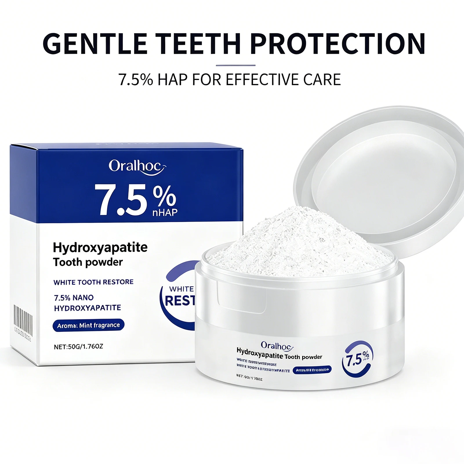 1/2/4 Stück Zahnpulver zur Aufhellung, Tiefenreinigung, Fleckenentfernung, Zahnschmelz, frischer Atem, fluoridfrei, tägliche Mundpflege, 50 g