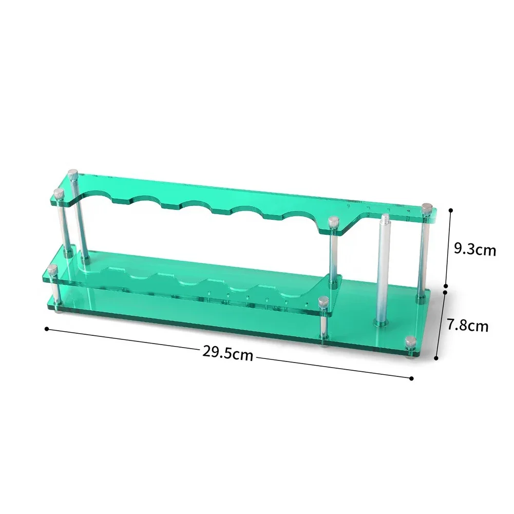Fishing Rod Display Rack Acrylic 5+10 Hole Organizer 29.5 cm x 9.3 cm x 7.8 cm with Stainless Steel Base Support
