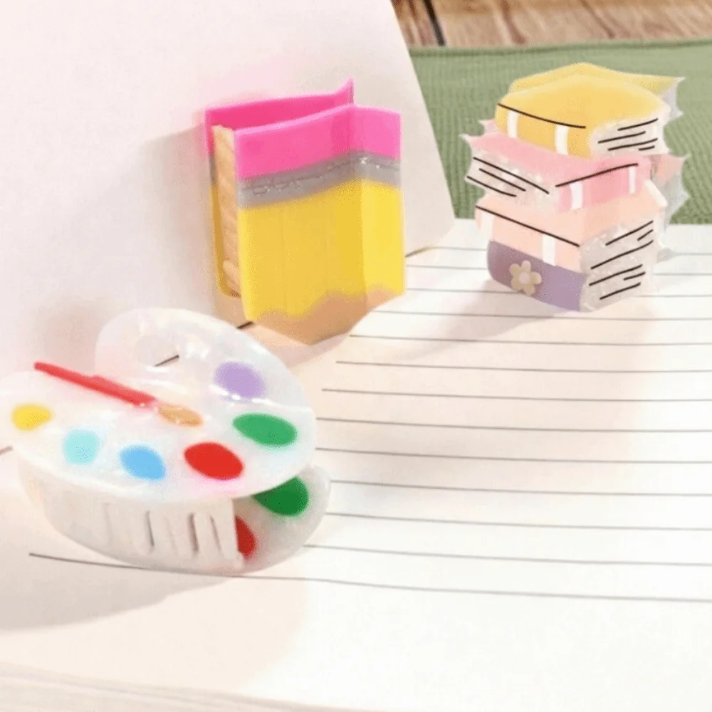 

Funny Book Hair Claw Non-slip Novelty Palette Shark Clip Comfortable To Wear Fashion Creative Stationery Hairpin Teacher's Gift
