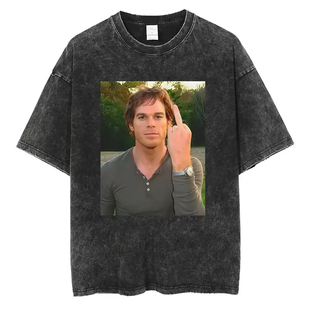 

Funny Dexter Morgan Vintage Washed T-shirt Men Women Fashion High Quality Cotton T Shirts Men's Rock Gothic Oversized T-shirts