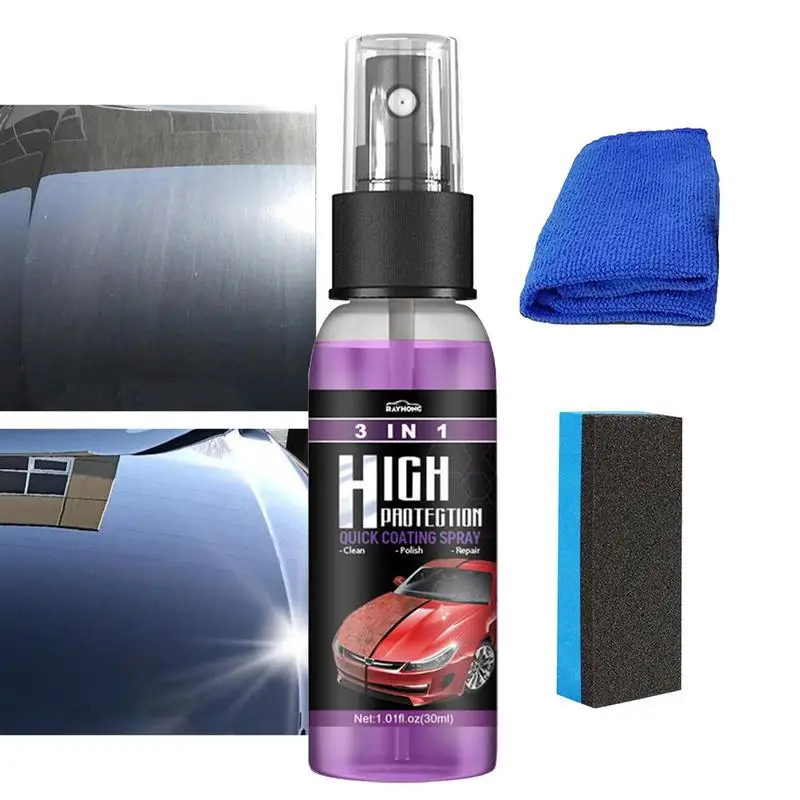 Car Nano Ceramic Coating Spray For Auto Paint Care 30ml/100ml 3 In 1 High Protection Ceramic Spray Set Scratch Repairing Agent