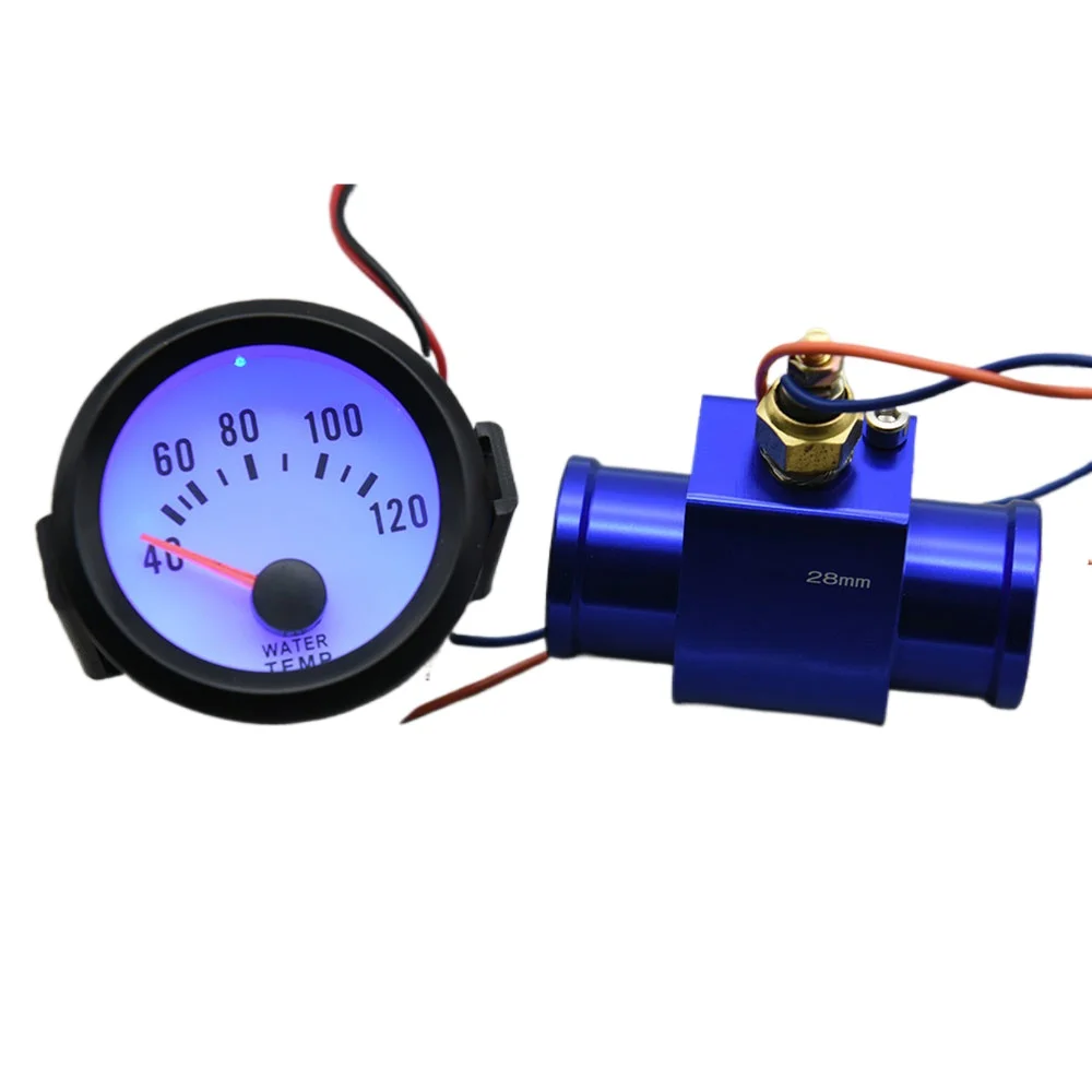 

52MM Blue LED Backlight 40~120 Celsius Water Temperature Racing Gauge Car Water Temp Joint Pipe Sensor Radiator Customized