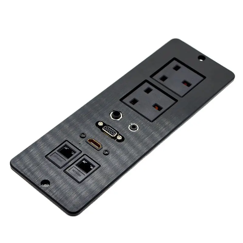 LP810 New Multifunctional Desktop Socket Furniture Socket 3.5 Audio VGA Network Interface Black Silver 2 Color Selection