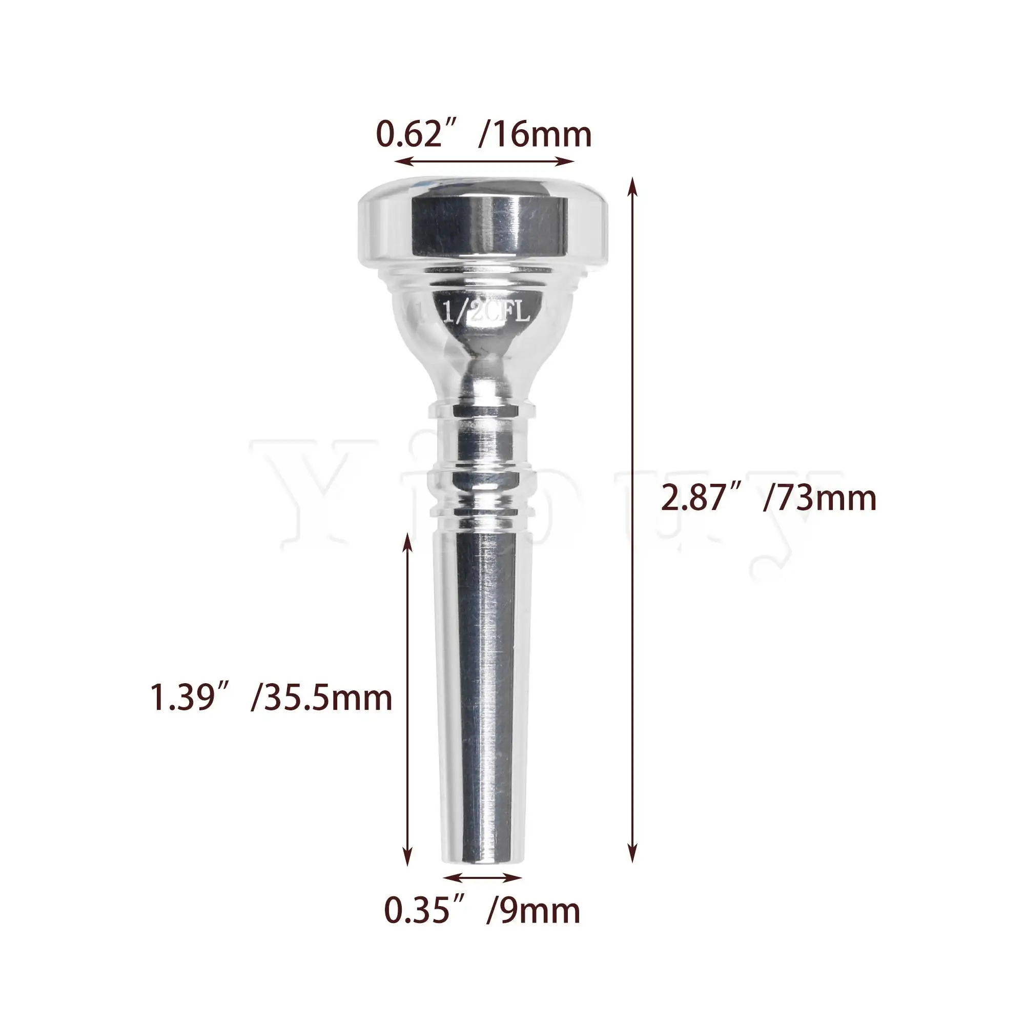 Yibuy 1-1/2CFL Plated Brass Flugelhorn Mouthpiece Musical Instrument Accessories