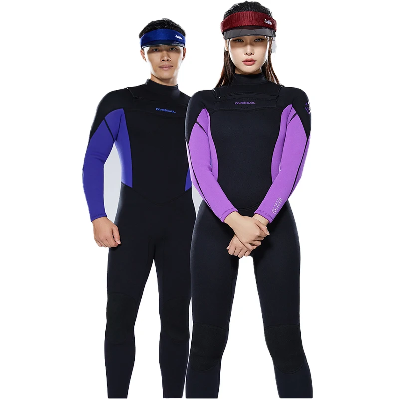 

3mm Neoprene Wetsuit Men Scuba Diving and Snorkeling Wetsuits Women Surf Swim Full Body Chest Horizontal Zipper Diving Suit