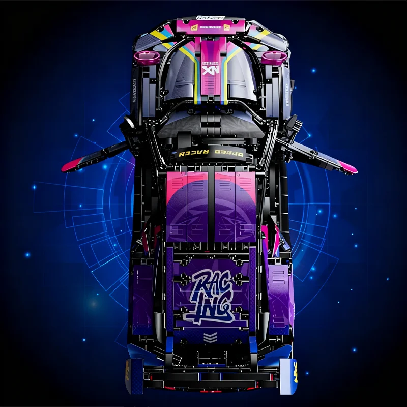 Modello Tecnico di Auto da Corsa 1:10, 1611 Pezzi, Set di Costruzioni MOC, Mattoncini per Veicoli, Giocattoli da Assemblare per Bambini