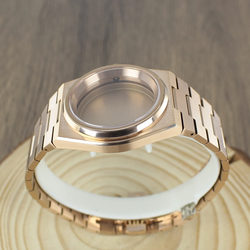 Sapphire 40mm NH35 Rose Gold Watch Case Accessories Solid bottom cover for PRX Super Player Mod Parts NH35 NH36 NH38 NH70 NH72