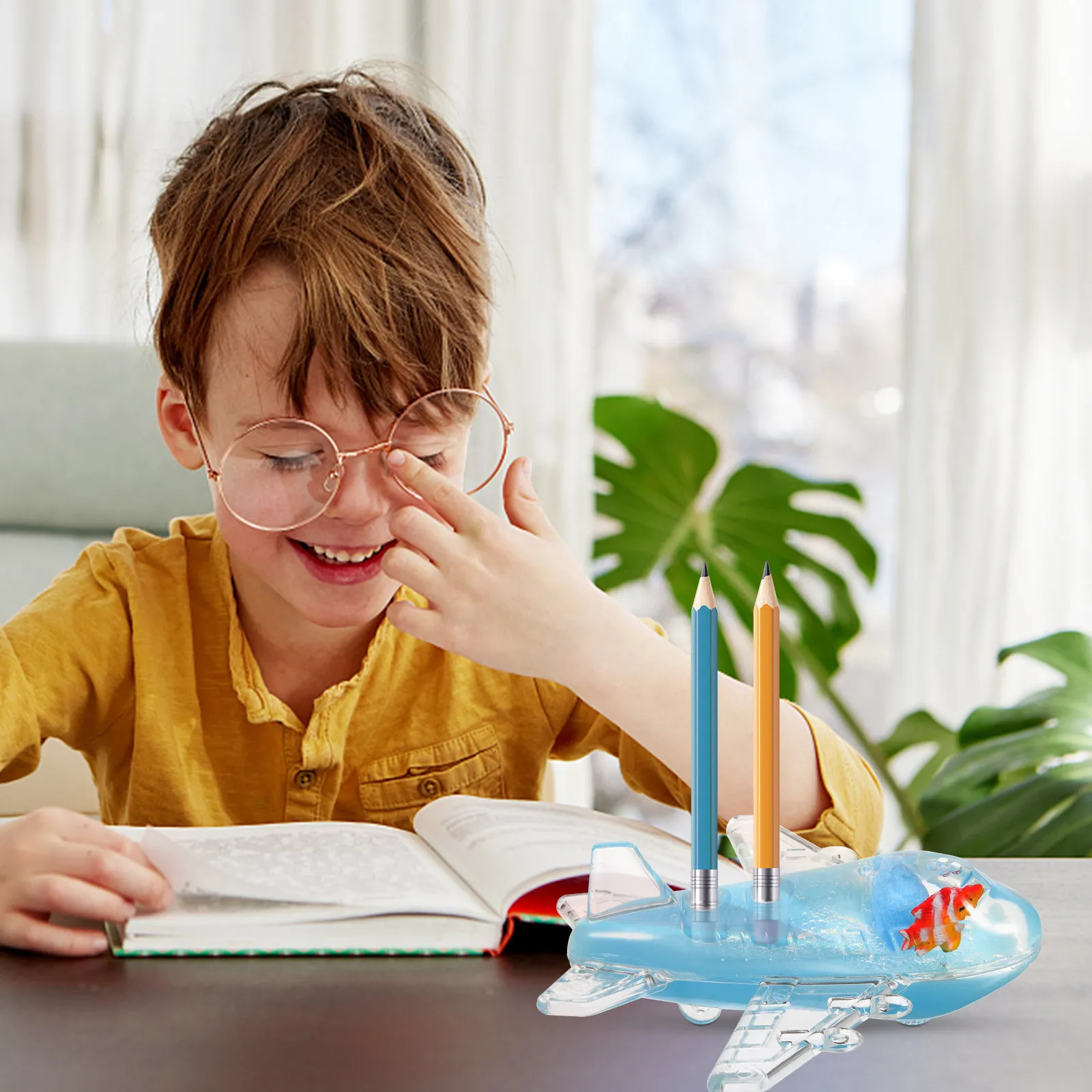 

Acrylic Airplane Pen Holder Compact Desk Organizer Small Pen Insert for Daily Use Professional Wear-Resistant Pencil Storage