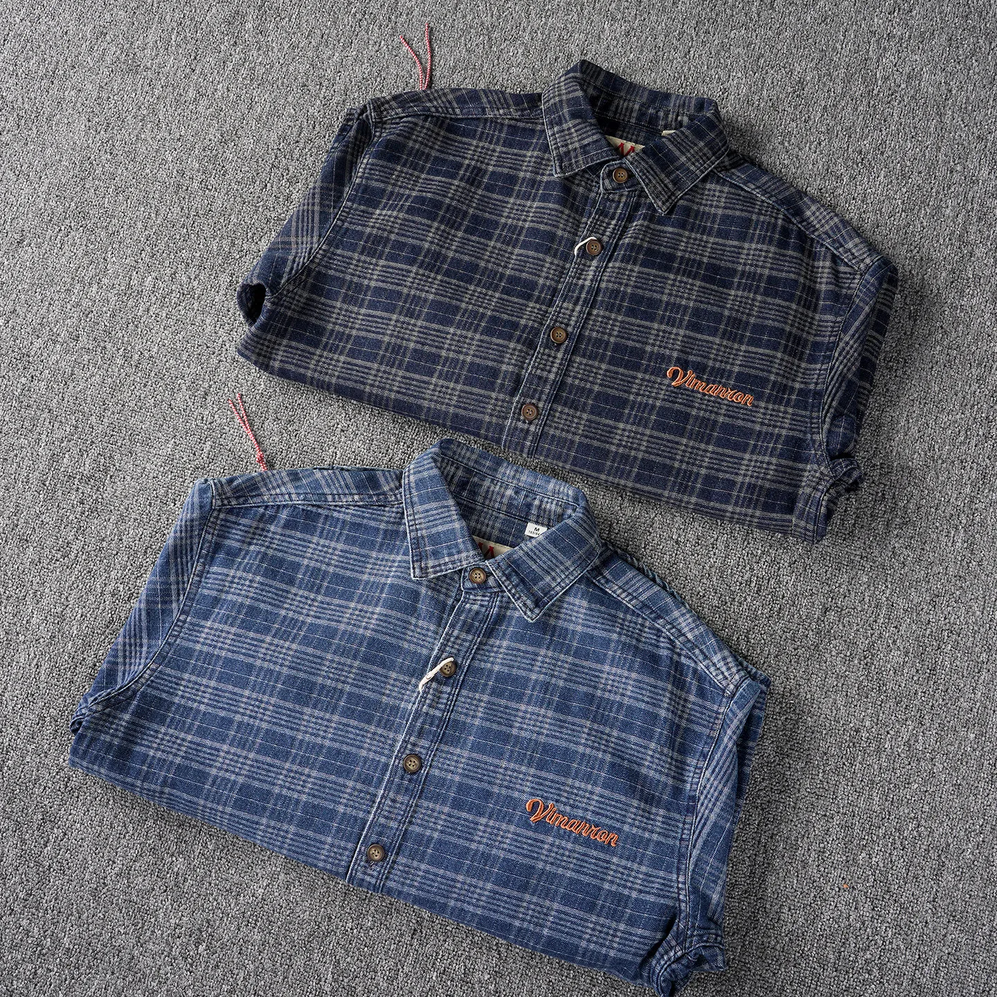 Plaid fabric letter embroidery American retro denim shirt men's khaki trendy loose shirt jacket