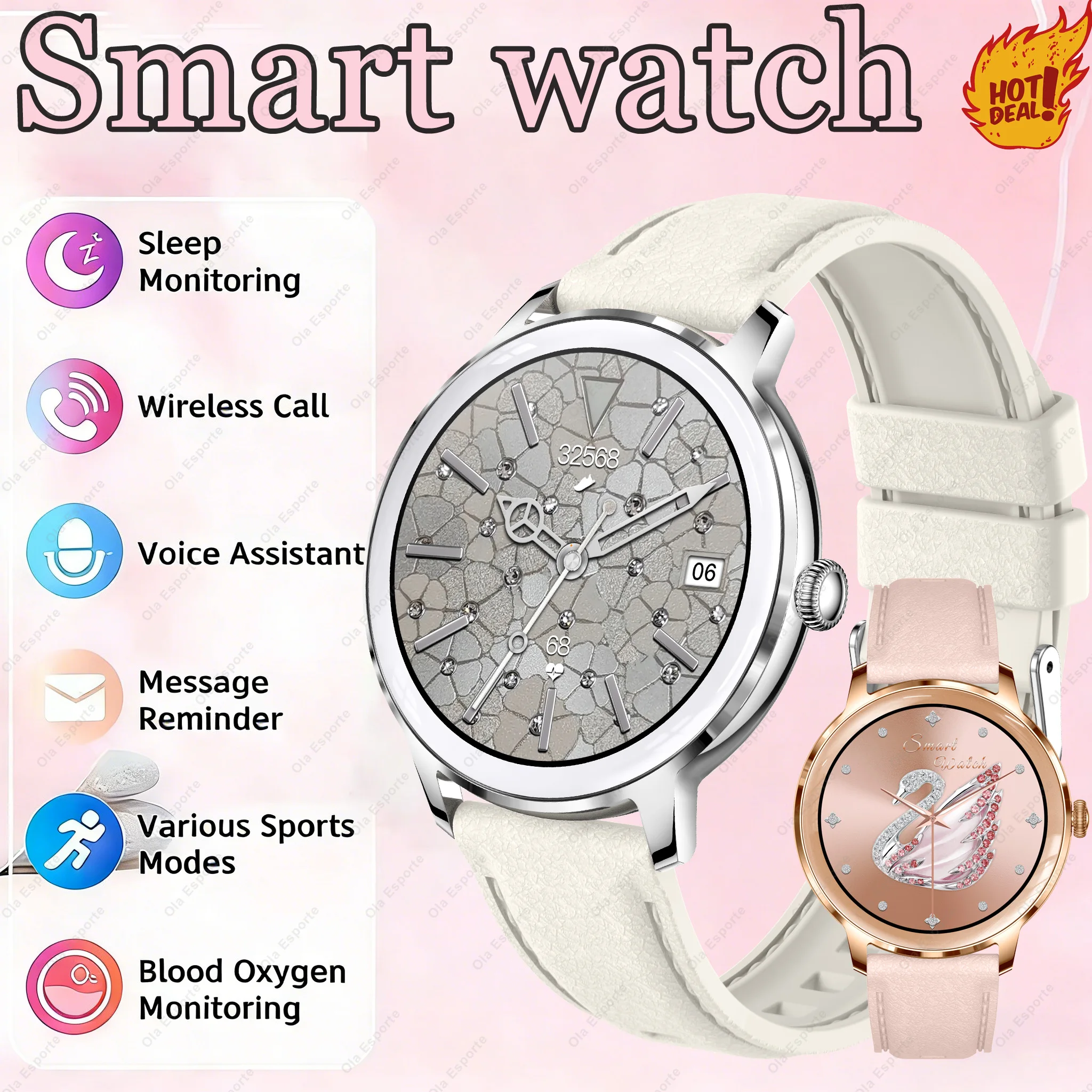 

2026 New Smart Watch 1.32-inch HD AMOLED Heart Rate Blood Oxygen Sleep Monitoring 100+Sports Mode Watch BT Call Smartwatch Women