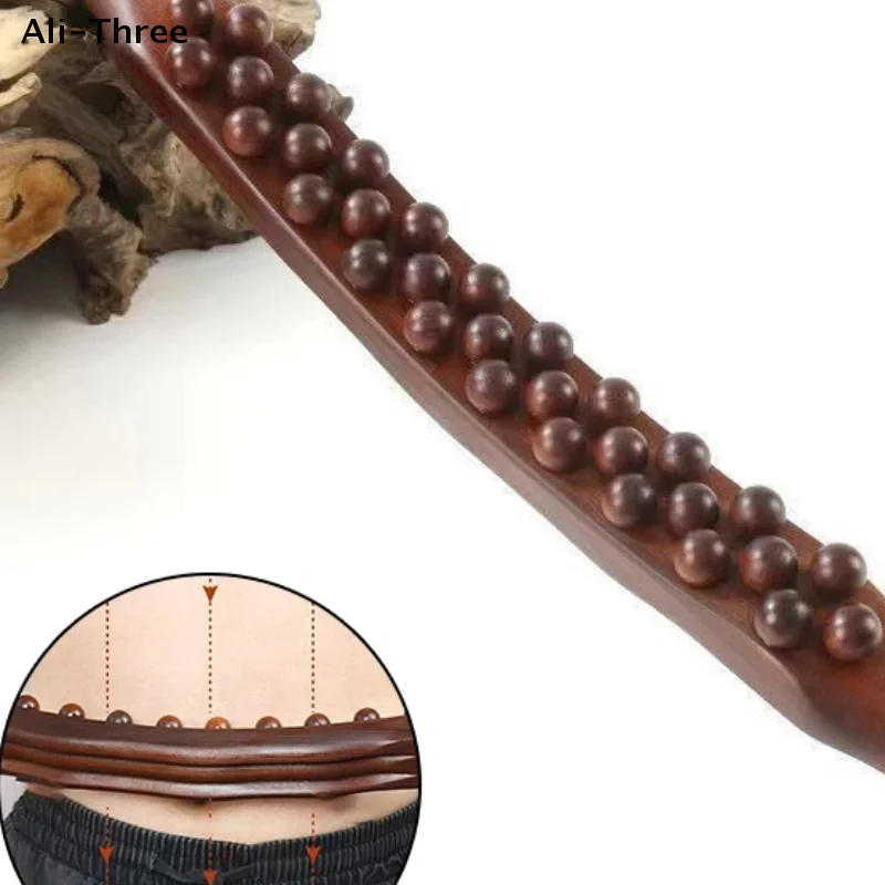 37 Beads Universal Back Massage Tendons Scraping Stick Point Treatment Gua Sha Relax Therapy Tool Abdominal Massager(Plastic)