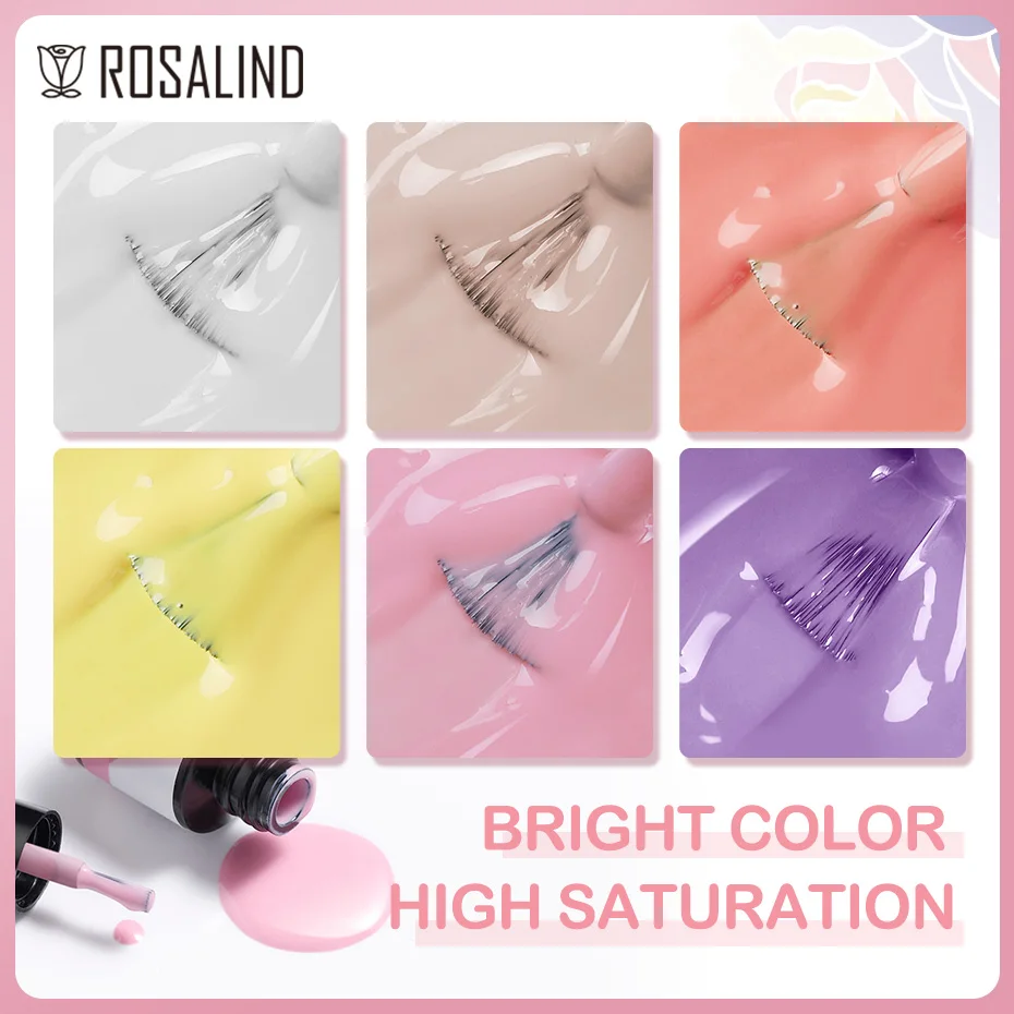 ROSALIND Gel Nail Polish Semi Permanent Hybrid Varnishes Nail Art For Manicure Soak Off Base Top Coat UV Nail Gel Polish Enamels