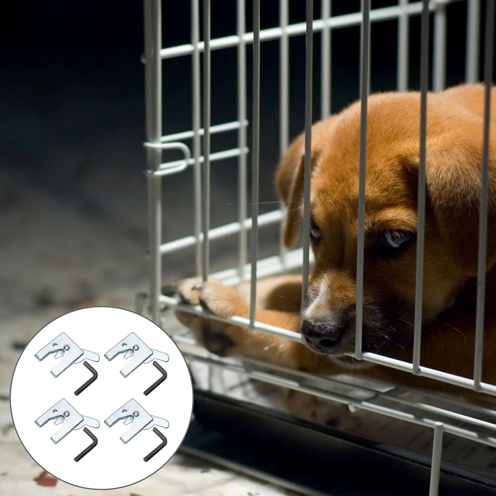 

4 Sets Pet Cage Latch Silver Snap Hook for Dog Cat Install Corrosion Resistant Galvanized Iron Practical Use Modern
