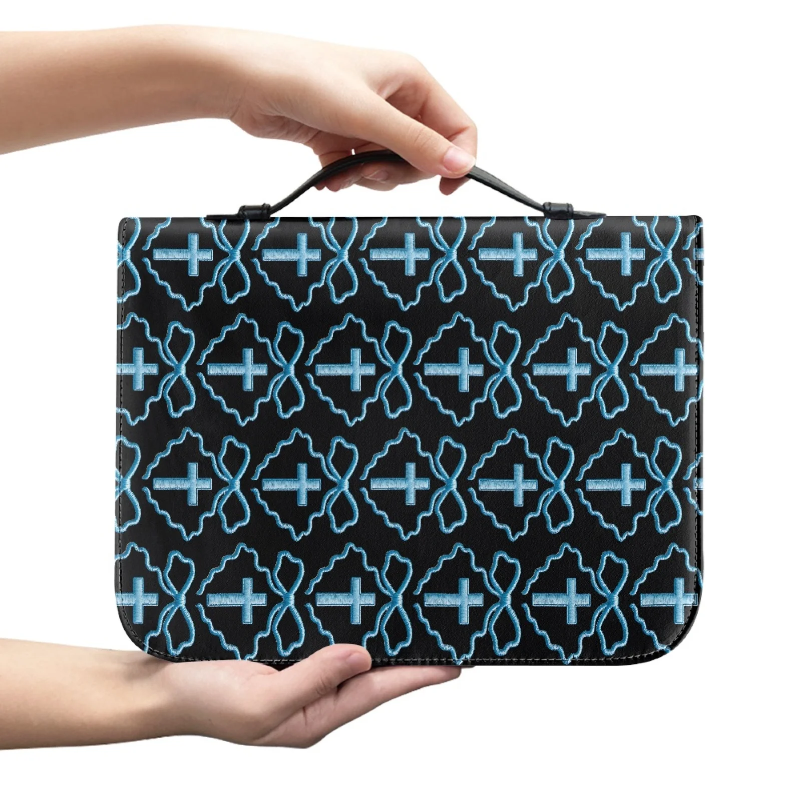 PENSTROLL Bible Protector Portable Bible Cover Case for Church Men Blue Cross Bow Pattern Fashion 2026