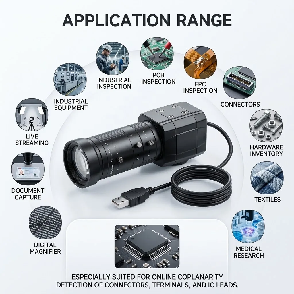 Industrial 5MP IMX335 1080P USB Camera Manual Zoom Lens 2.8-12mm 5-50mm 5-100mm for Visual Recognition Live Streaming PC Linux view 5