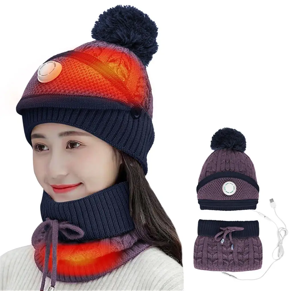 

Heating Hat Heated Beanie Head Warmer Cute Looking Outdoor Accessories Exquisite Washable USB Charging Long-lasting Multipurpose