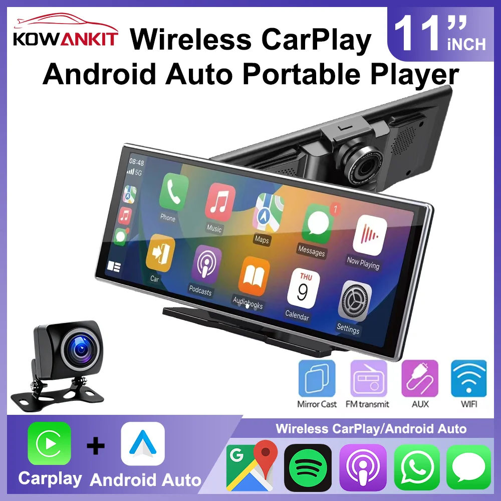 

Universal 11'' Carplay Android Auto Car Touchscreen Portable Carplay Car Screen Wireless Carplay Screen with Wireless Car Stereo