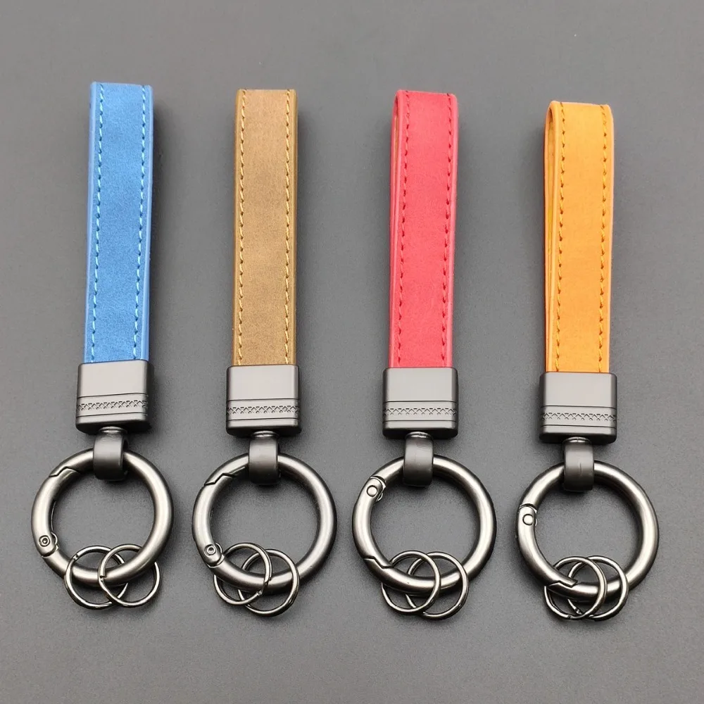 

Exquisite Gifts DIY Lettering Cowhide Keychain Men's and Women's Universal Metal Keyrings Car Key Ring Bag Pendant Decor