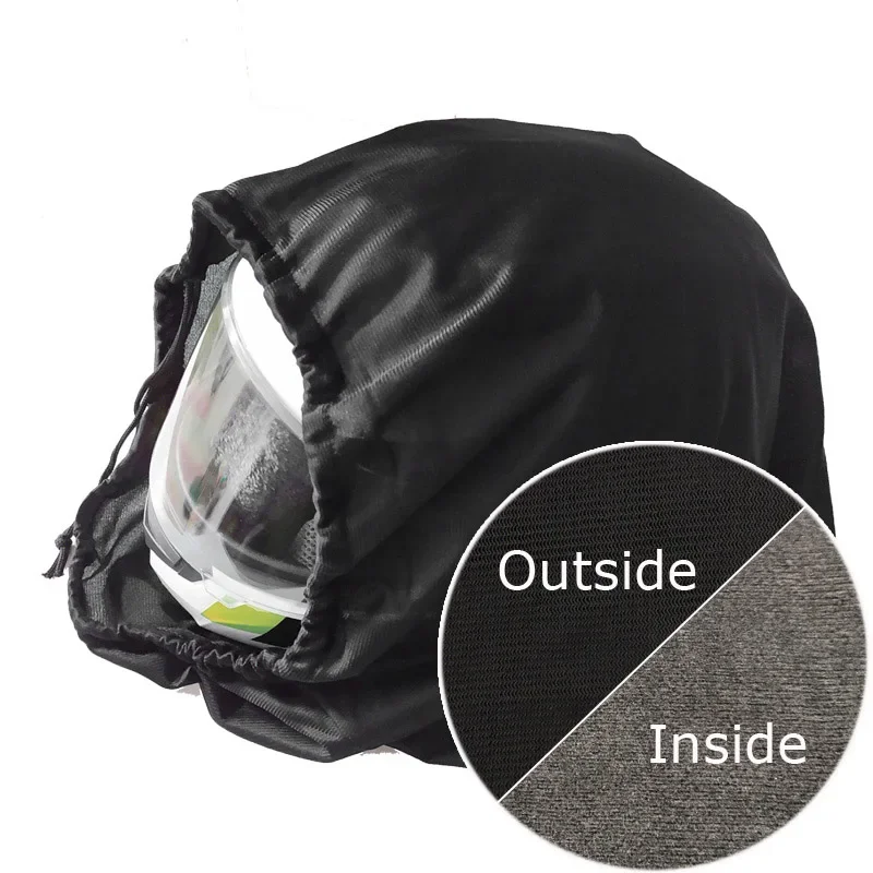 Nueva bolsa protectora para casco, bolsa protectora para casco de motocicleta con bolsillo y cordón de felpa negra, 47x42cm