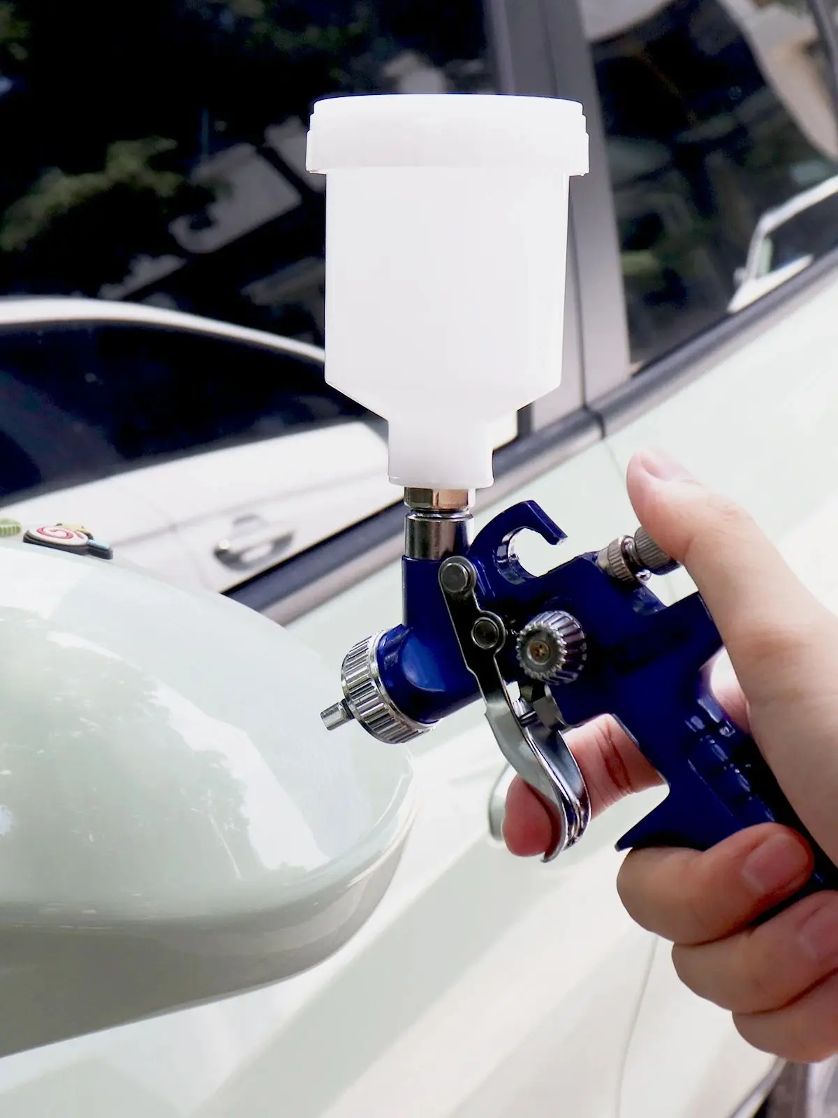 H-2000A professionnel 0.8 + 1.0mm buse 125ml Mini pistolet pneumatique pour la réparation de peinture de voiture pistolet de pulvérisation pneumatique Mini pistolet de pulvérisation