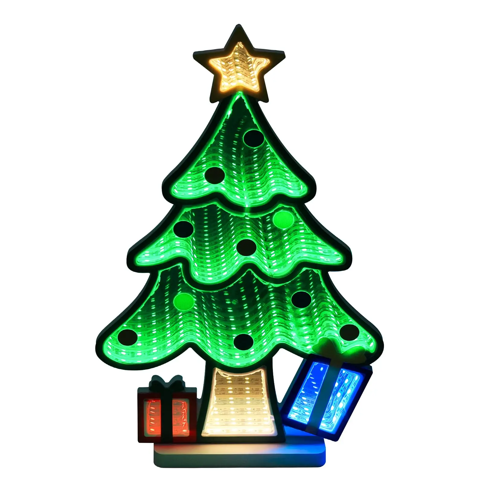 Christmas Tree Infinity Mirror Neon Sign for Wall Decor 3D Endless Extension LED Night Lamp USB Table Centerpiece Living Room
