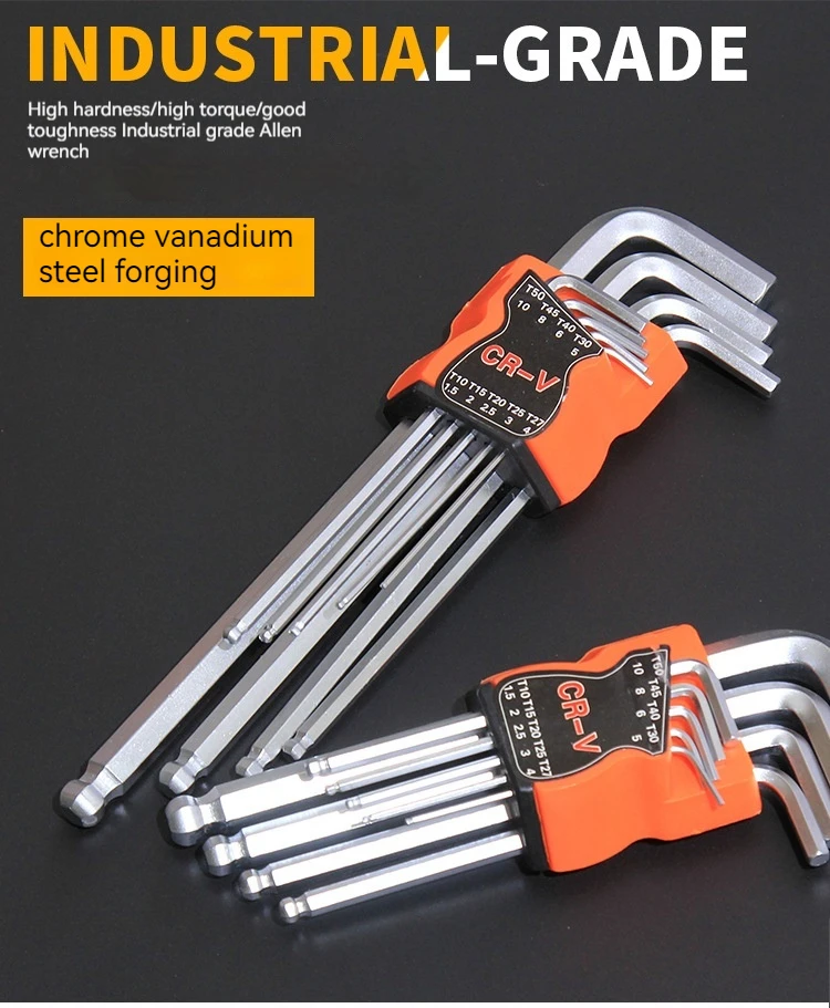 9PCS L Typ Doppel-Ende-Schraubendreher Inbusschlüssel Set Inbusschlüssel Hexagon Flache Kugel Torx Stern Kopf Spanner schlüssel Set Hand Werkzeuge – Detail 1