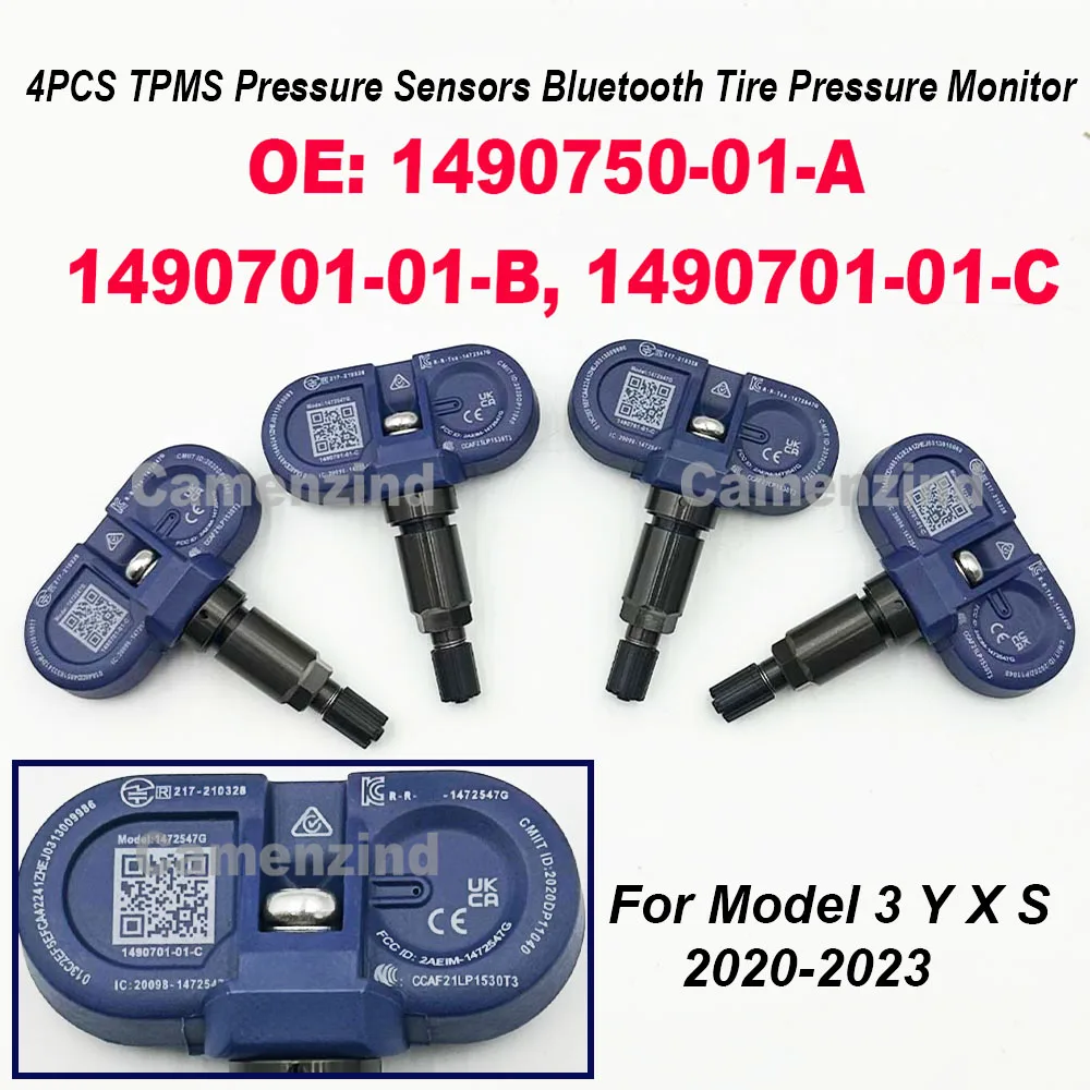 

4PCS Bluetooth Tire Pressure Monitor Sensor TPMS 1490750-01-A 1490701-01-C 1490701-01-B High Quality For Model 3 Y X S 2020-2023