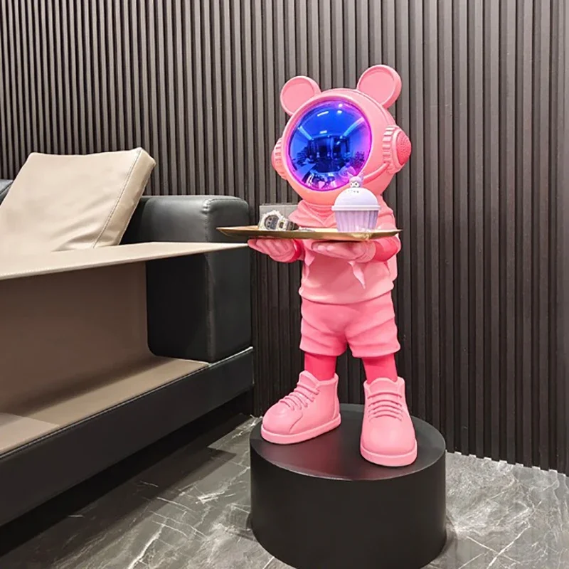 Bandeja de escultura de astronauta grande, adornos de figuras modernas de lujo para el hogar, Interior, sala de estar, accesorios de decoración estética