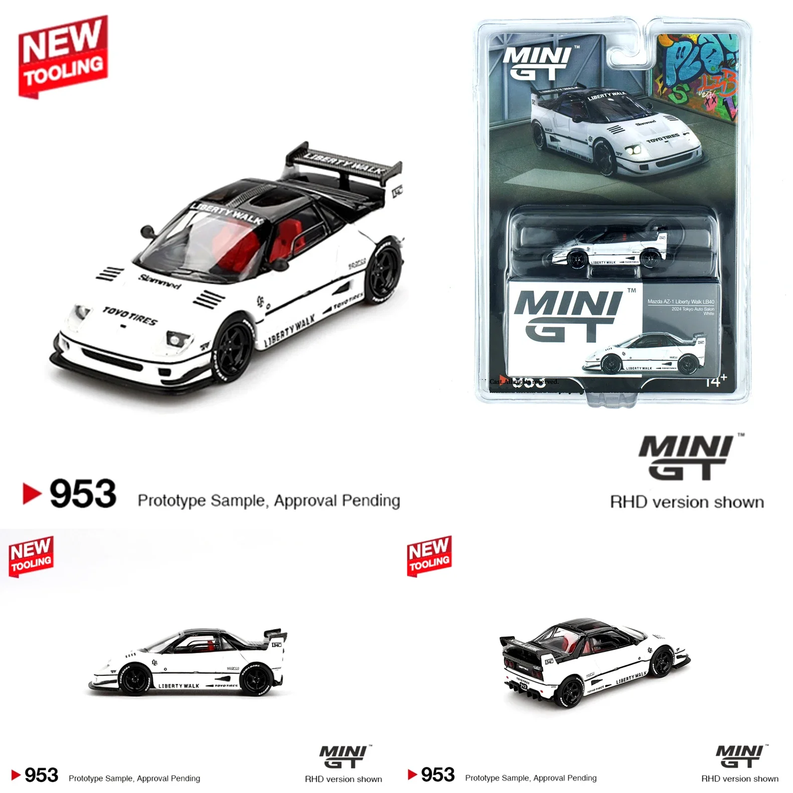

MINIGT 953 In Stock 1:64 LBWK AZ1 LB40 White 2024 Tokyo Auto Salon Collection Toys Diecast Model