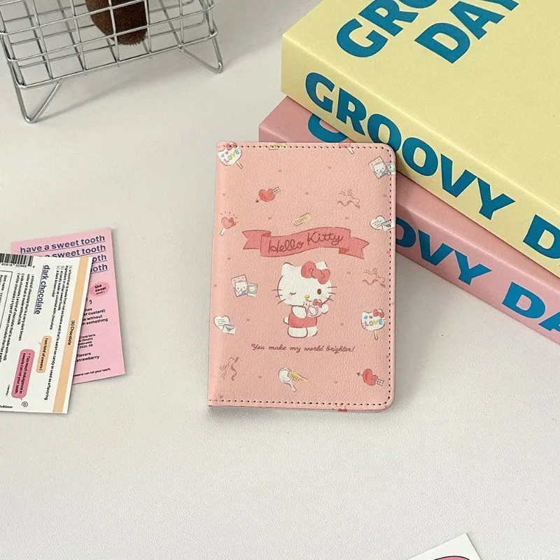 Hello kitty kuromi cartoon character passport card holder ID card kawaii business document storage bag travel passport holder