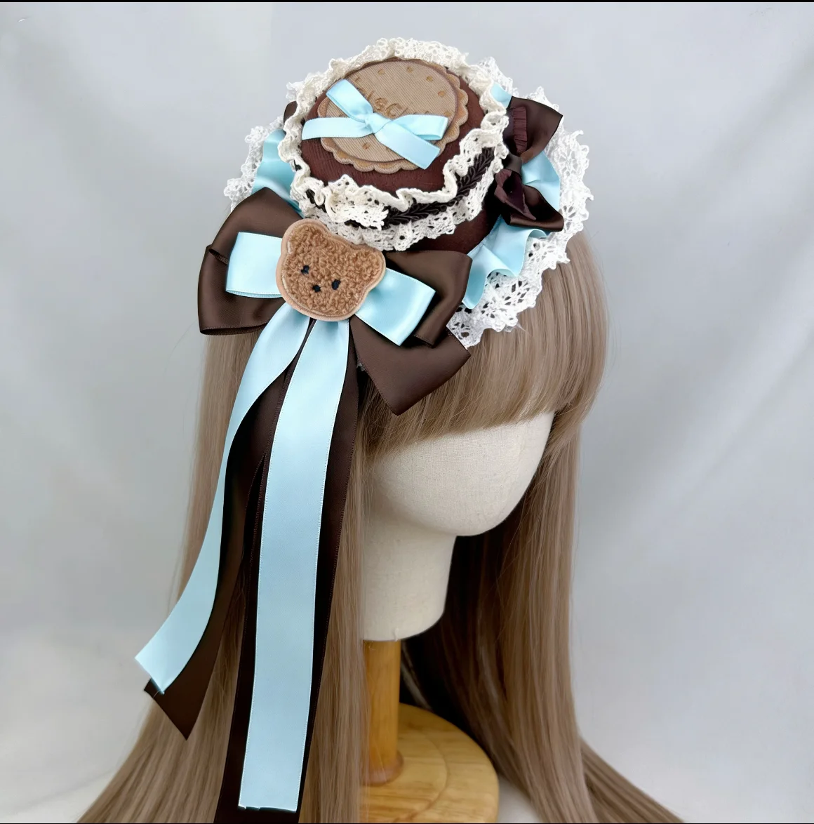 Handmade Lolita Bow Hair Clip Bear Biscuits Chocolate Cake Top Hat Hairpin