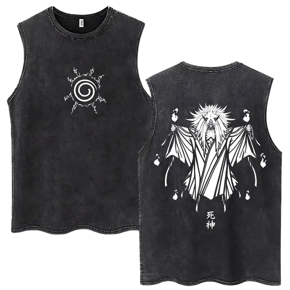 Washed Anime Death Note Vintage Tank Tops Popular Manga Yagami Light L·Lawliet Sleeveless T Shirt Harajuku Cotton Casual Vests